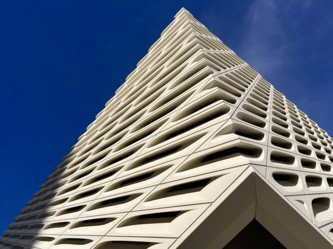 An image of a building and clear blue sky