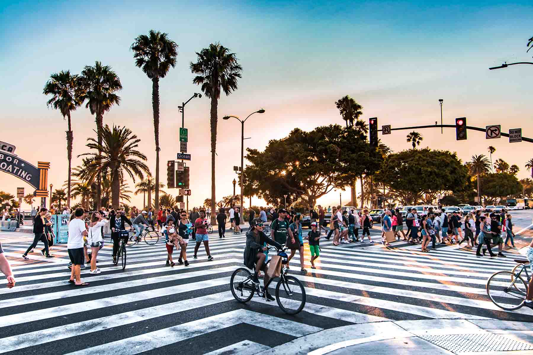 An crosswalk on Santa Monica Boulevard