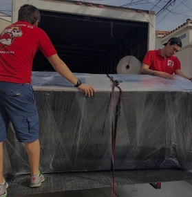 Movers wrapping items