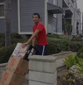 Movers moving a trolley